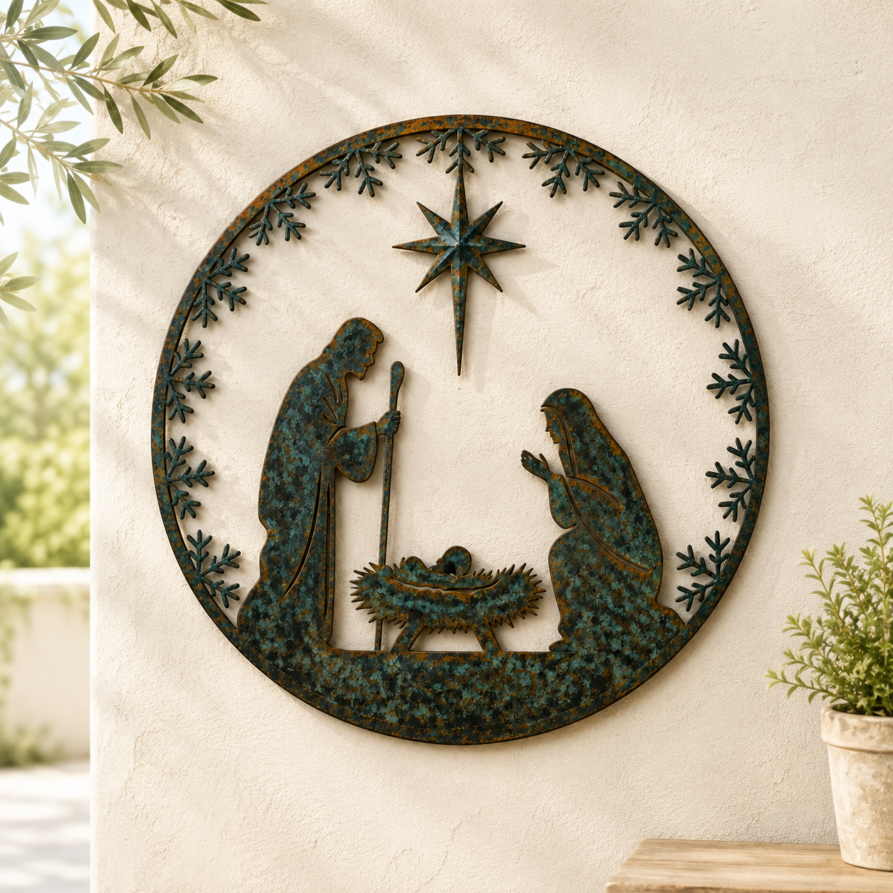 Nativity Scene Christmas Metal Wall Decoration