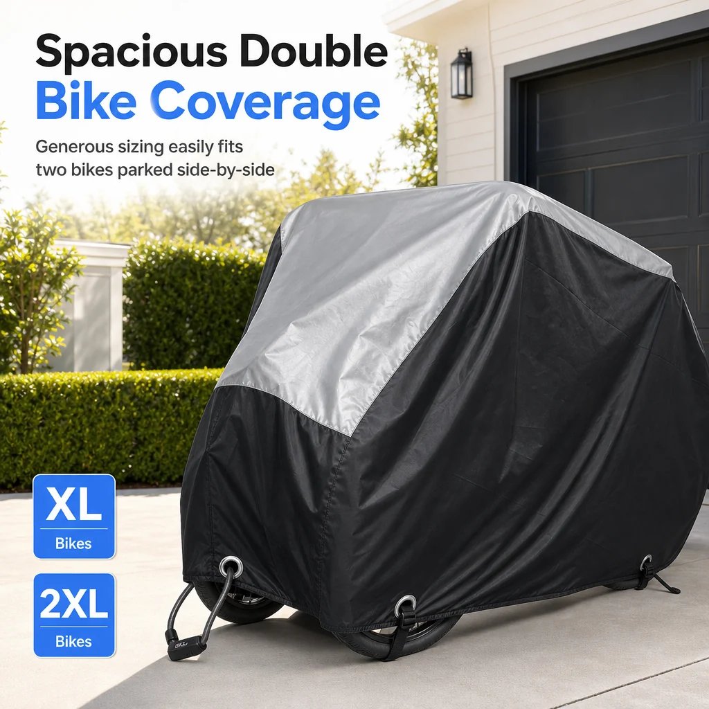 🚲Waterproof Bike Cover for 1–2 Bikes – Windproof Outdoor Protection