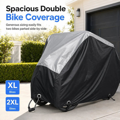 🚲Waterproof Bike Cover for 1–2 Bikes – Windproof Outdoor Protection
