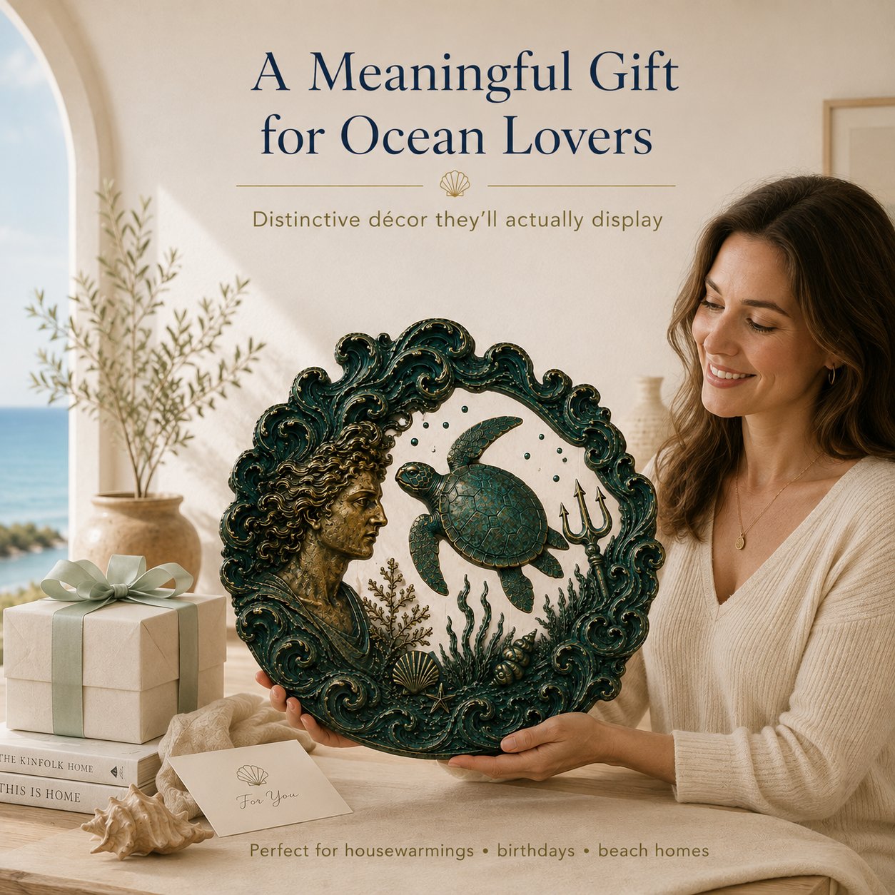 🔱‘Blessing of the Ancient Sea God’ Mural – 🌊Vintage Classical-Style Metal Wall Decoration