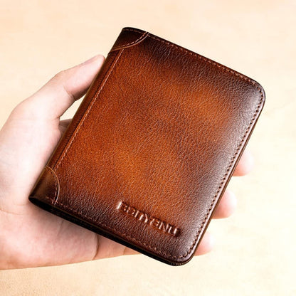 Men’s Genuine Leather RFID-Blocking Wallet | Ultra-Slim Cowhide Wallet with Multiple Card Slots