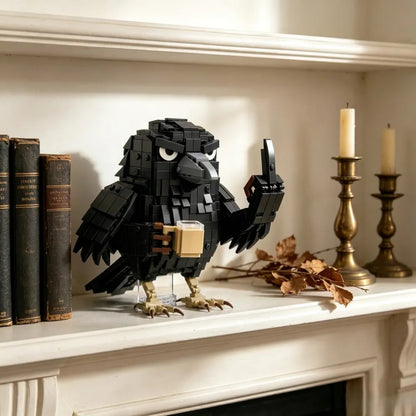 🐦‍⬛ Sarcastic Coffee Crow-- Building Block Set – Funny Do Not Disturb Desk Decor