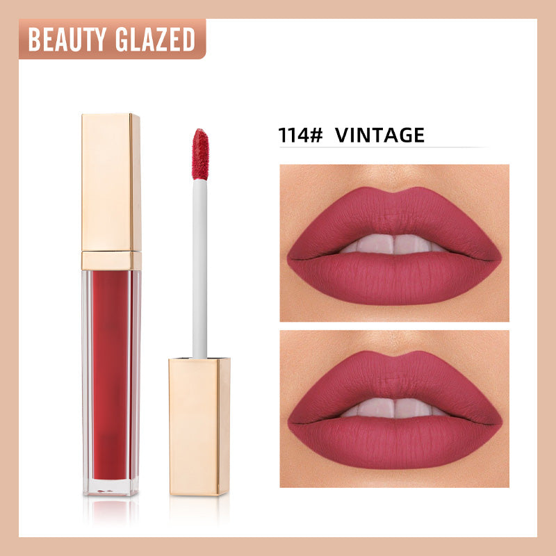 ✨ Guldpläterad matt läppglans i fyrkantig flaska —— Stråla av självförtroende, framhäv din charm! 💋