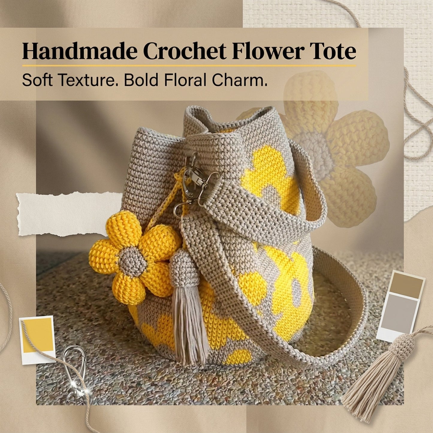 👜Handmade Crochet Flower Tote 🌼✨