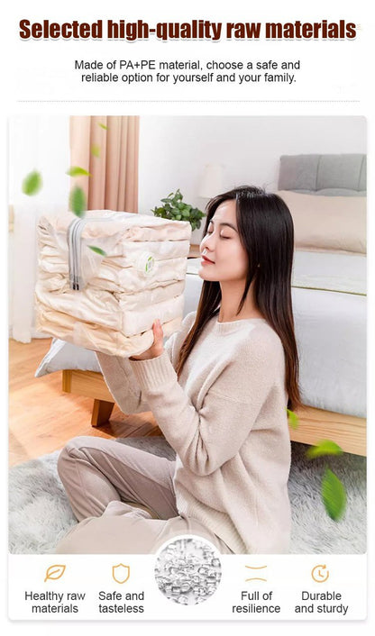 Återanvändbara förvaringspåsar med vakuumfri kompression