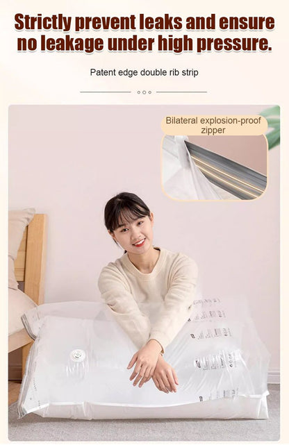 Återanvändbara förvaringspåsar med vakuumfri kompression