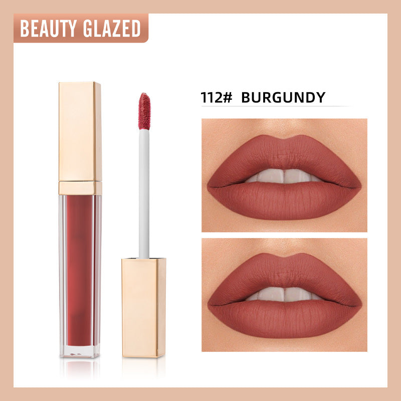 ✨ Guldpläterad matt läppglans i fyrkantig flaska —— Stråla av självförtroende, framhäv din charm! 💋