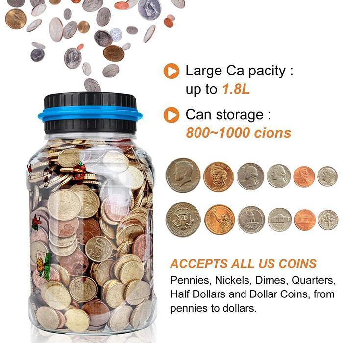 💰Watch Savings Grow – Digital Money Box with Auto Coin Counting & Target Setting