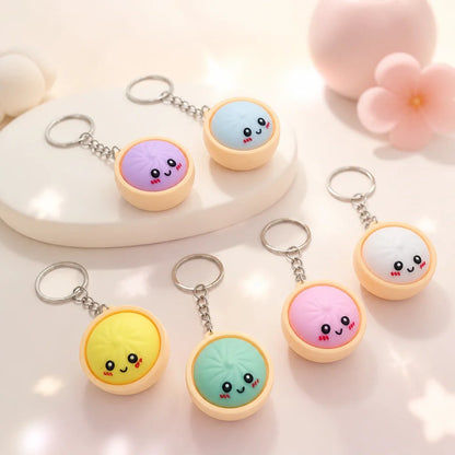 🔥  Cute Dumpling Pressable Fidget Keychain - touch sensing light