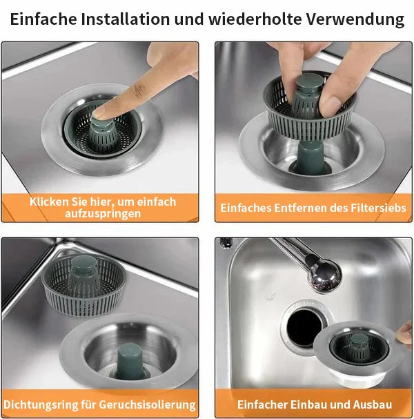 HOT SALE 60% RABATT🏆Nytt förbättrat avloppsfilter för diskho med fjäderkärna
