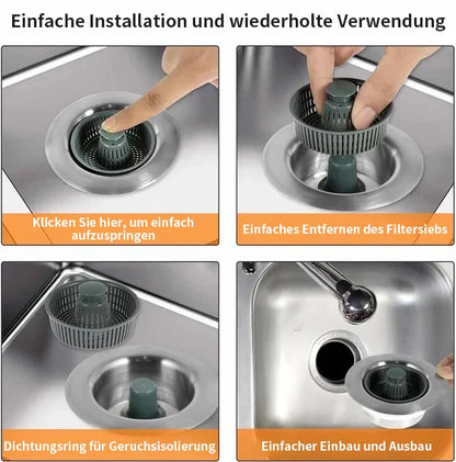 HOT SALE 60% RABATT🏆Nytt förbättrat avloppsfilter för diskho med fjäderkärna