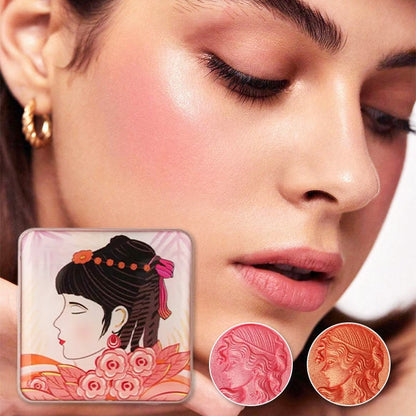 🔥Cosmetic NO.1🔥Smooth powder blush palett med präglade kinder