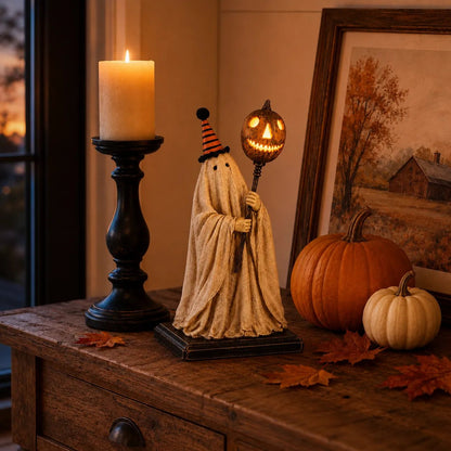 👻Lighted Vintage Ghost Figurine with Glowing Pumpkin Staff-🔥Buy 2 Get Free Shipping