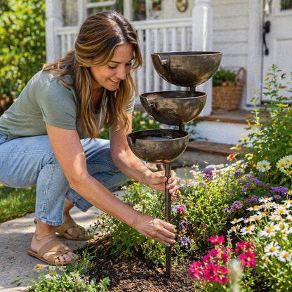 🐦Bring Life Back To Your Garden – 🌿Peaceful Cascading Rain Catcher Bird Bath For Welcoming Garden Wildlife🌿