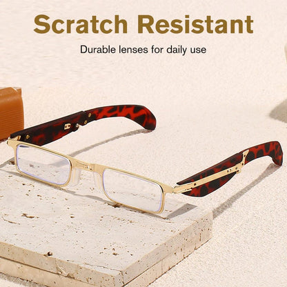 👓Folding reading glasses with blue light filter and cas