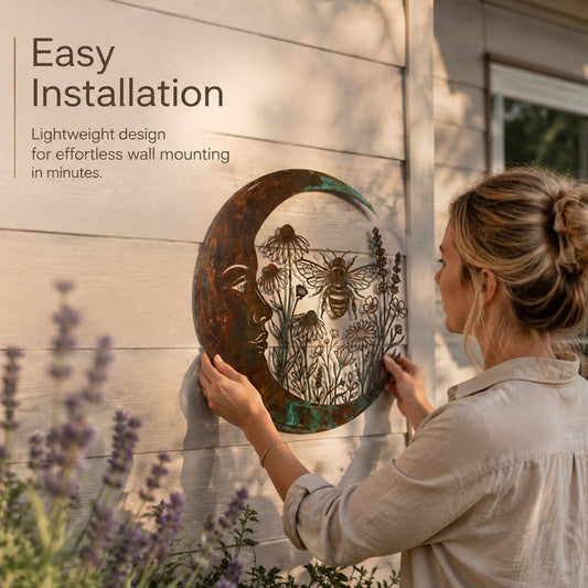 🌙Enchanted Moon Garden Wall Art – Vintage Nature Inspired Metal Wall Decor