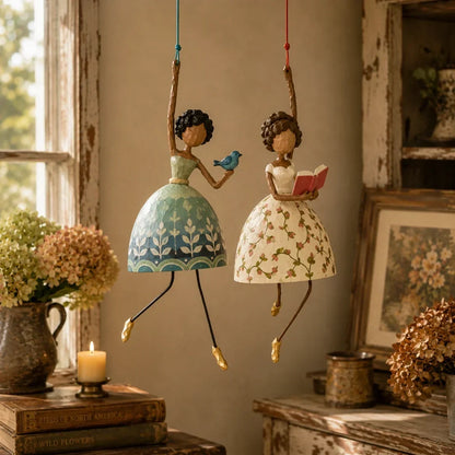 💃🌸 Whimsical Dancing Lady Hanging Ornament —  Let Your Space Dance