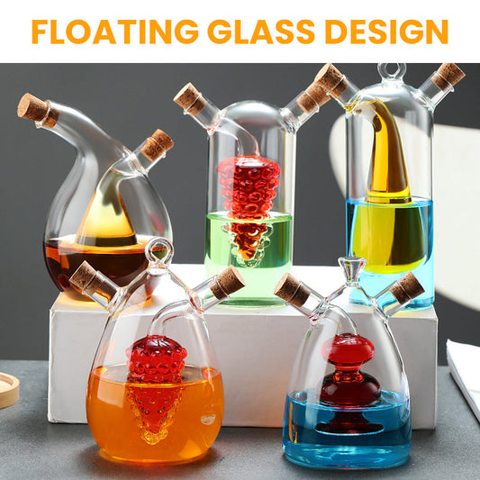 🌟 Dubbelskiktad Svävande Glas Olje-flaska – Gör matlagningen vackrare och njut av varje droppe krydda! 🍶✨