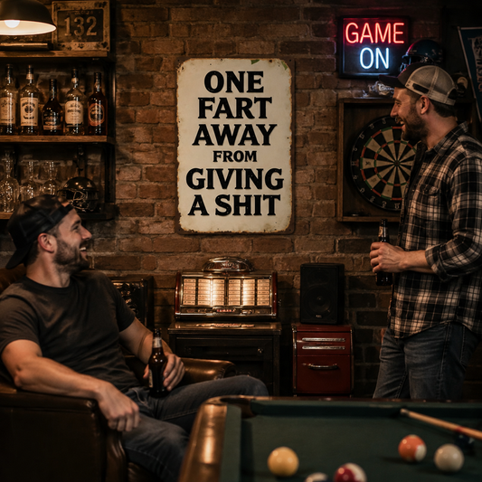 😆Cheeky Humour Metal Wall Sign – Funny Vintage Garage & Home Bar Decor