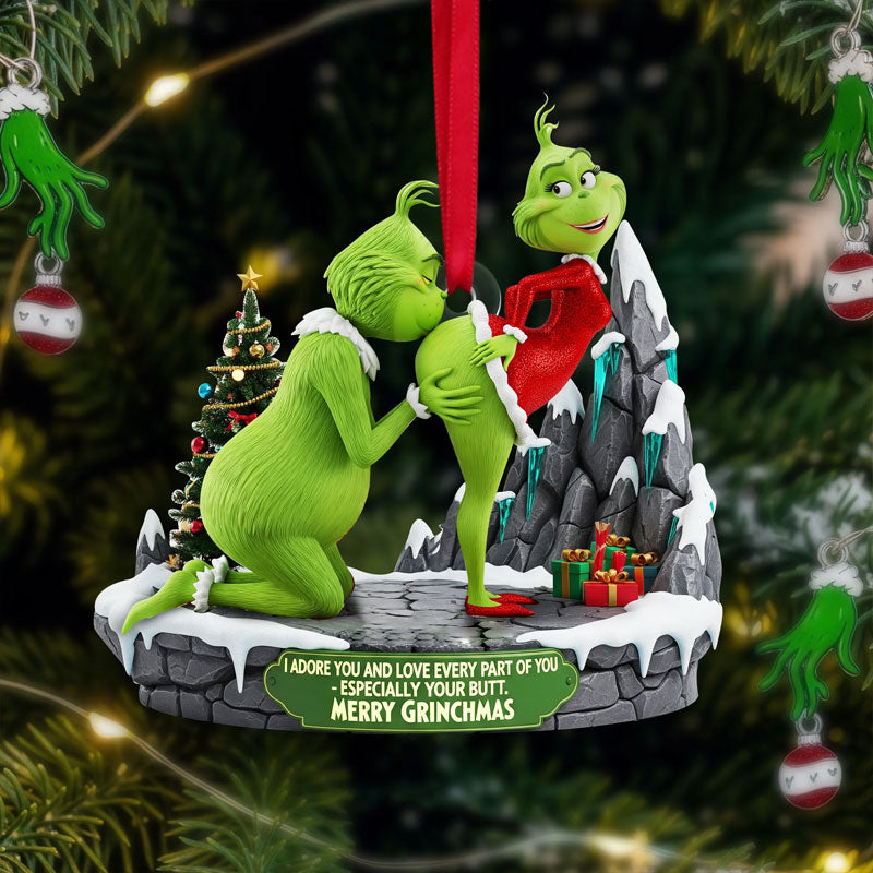 🎄 Styggt Grönt Par Julgranskulor – Julklapp 💚