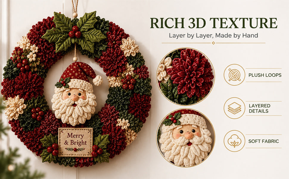 🎄 3D Fabric Poke Wreath DIY Kit