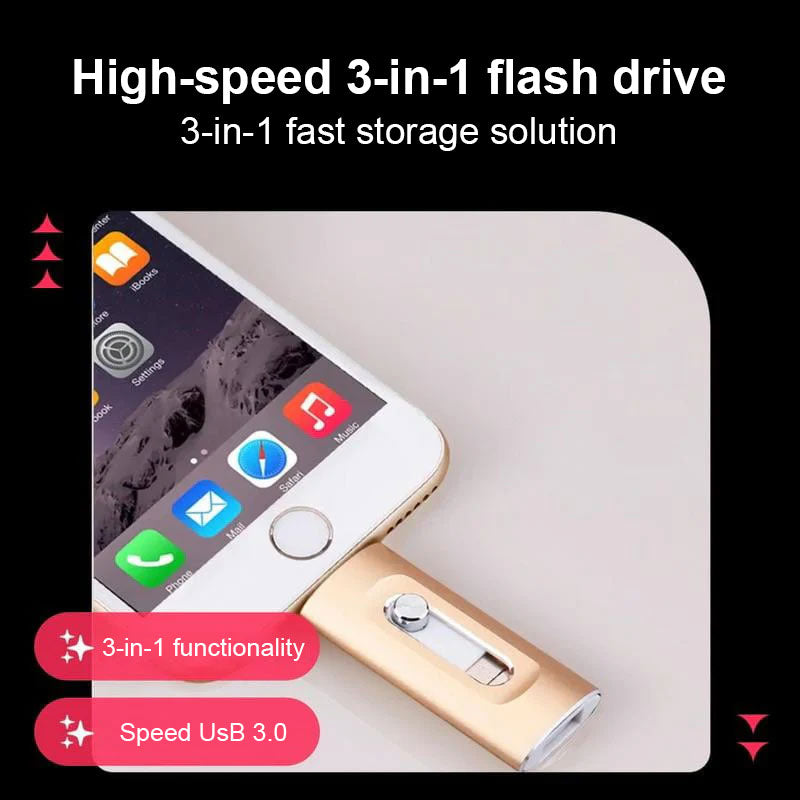 ⚡4-i-1-minne, bärbart USB 3.0-minne med hög hastighet