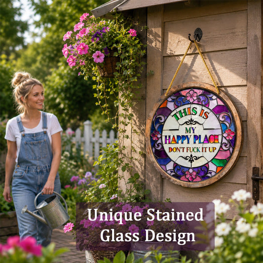 🌈Stained Glass Happy Place Hanging Decor🏡