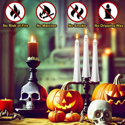🎃👻 Fjärrstyrt spökljus med 3D-flammande veke 👻🎃