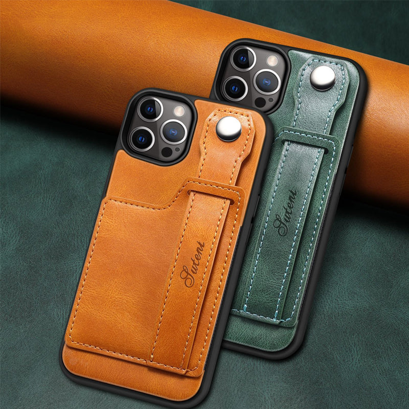 Bakstycke med korttyp Handledsrem Telefonfodral i läder