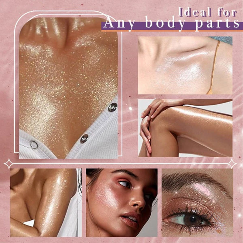 Uppiggande kroppsskimmer-glitter i en spray