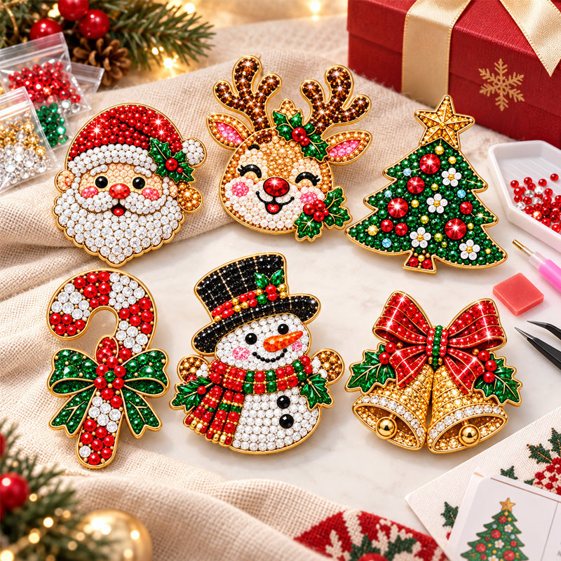 💎DIY Christmas Diamond Brooch Kit with 6 Designs