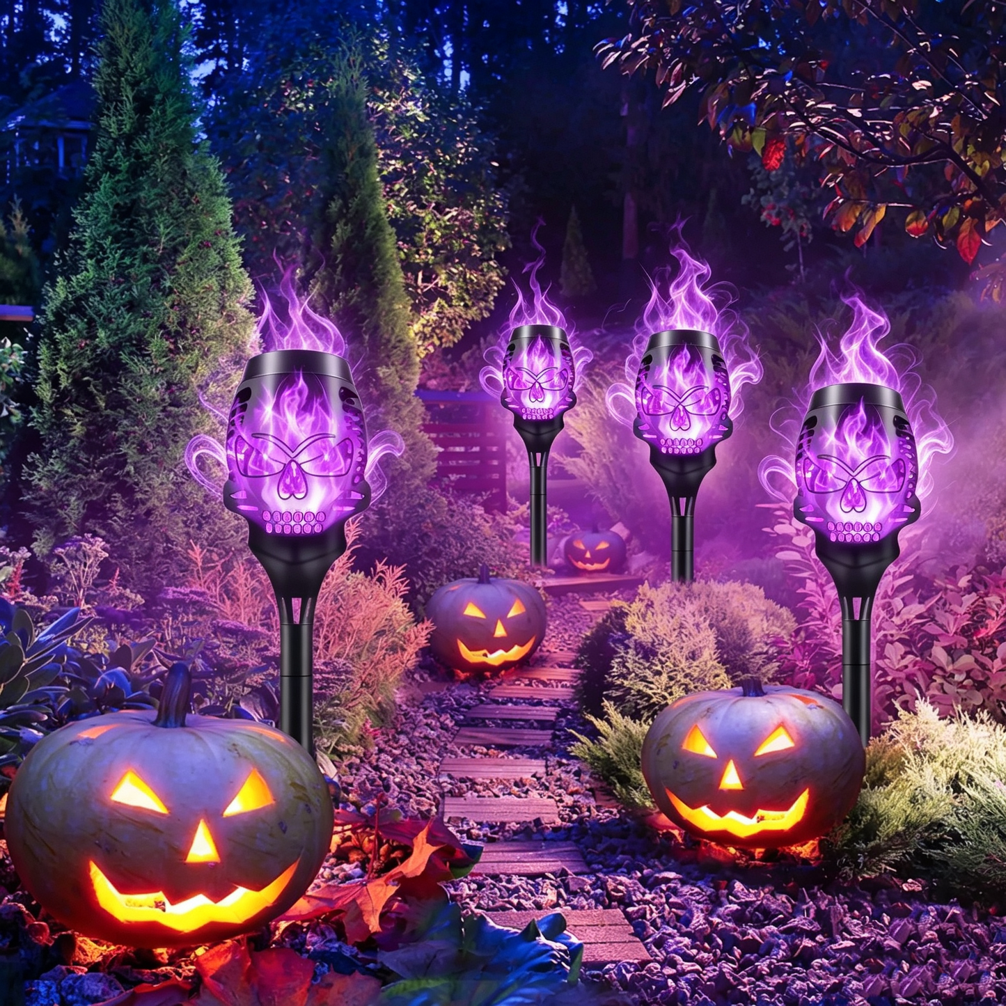 🔥Halloween Solar-Powered Skull Flame Lights💀