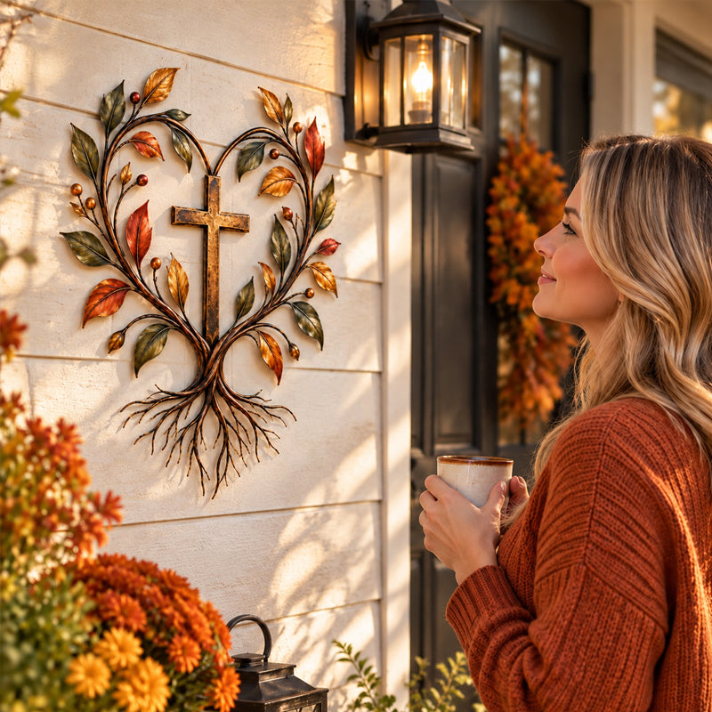 🍂✝️ Autumn Cross – Fall Harvest Wall Decor