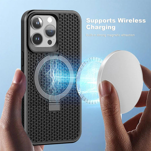 Honeycomb Hole Heat Dissipation Bracket Magnetic Mobile Phone Case