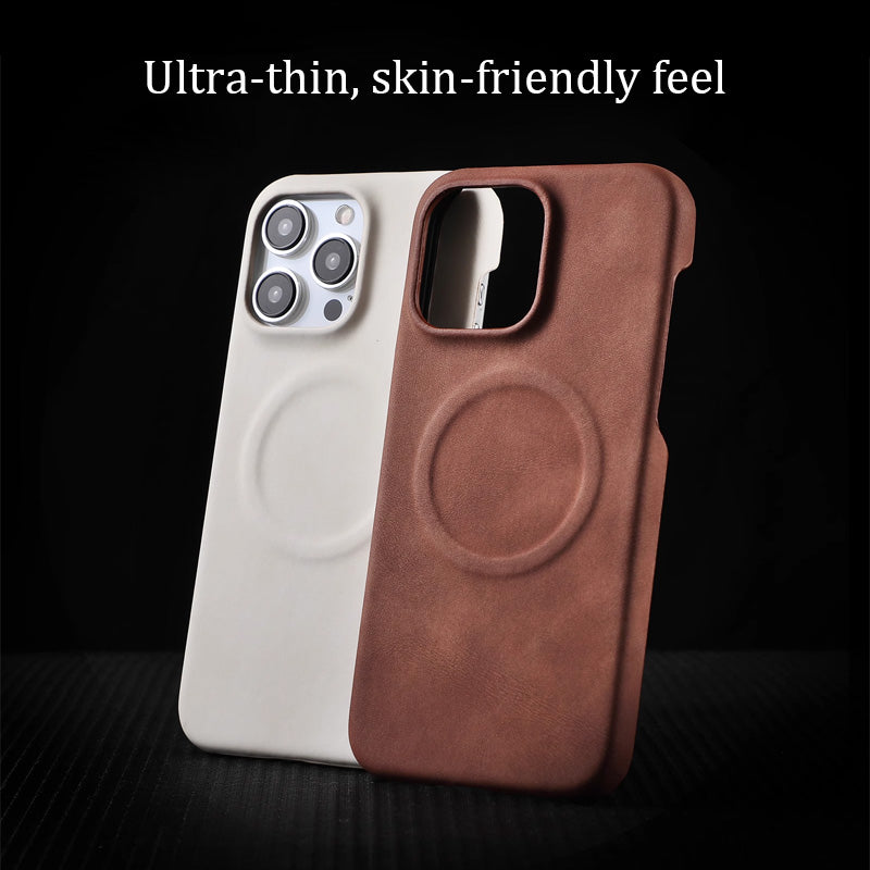 Hudvänligt Magnetiskt Telefonfodral I Halvpack Av Lammskinn