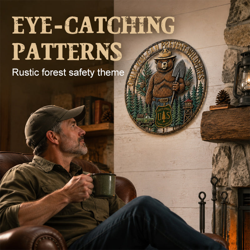 🐻Bear Wall Decor with "Only You Can Prevent Wildfires" Theme🪓