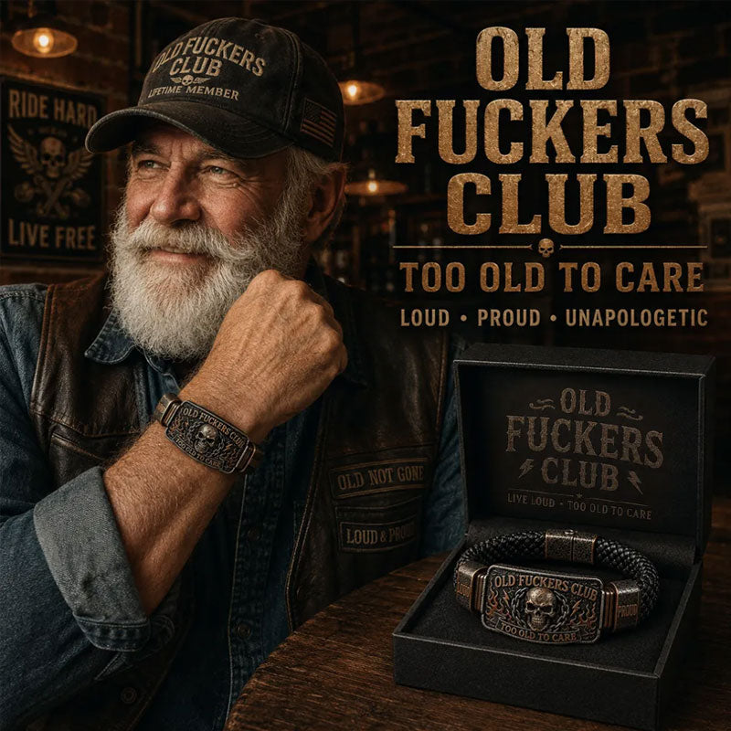 ☠️Old Fuckers Club Braided Leather Bracelet  | 2026 Limited Edition Vintage Bracelet