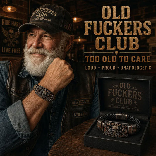 ☠️Old Fuckers Club Braided Leather Bracelet  | 2026 Limited Edition Vintage Bracelet