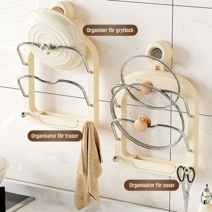 Väggmonterad Sugkopp Stansfri Grytlockshållare