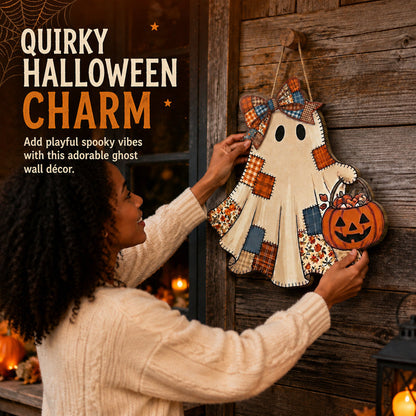👻Patchwork Ghost Hanging Wooden Card
