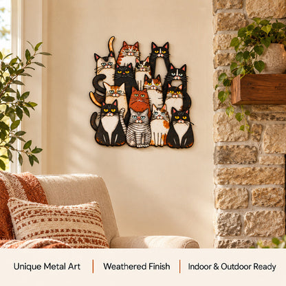 🐾Whimsical Cat Family Metal Wall Art