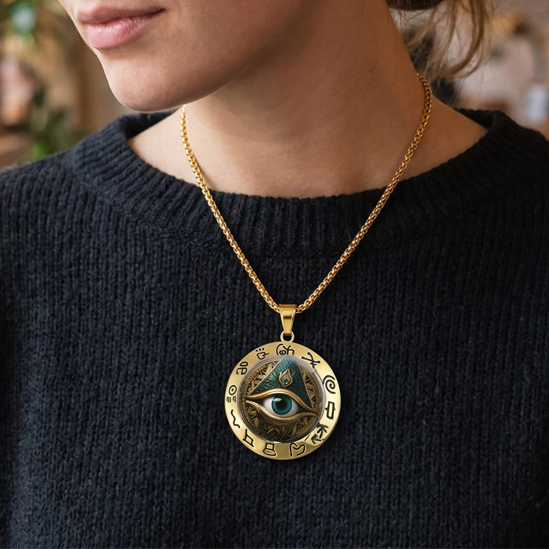 ✨ Vintage All-Seeing Eye Pendant Necklace – Zinc Alloy – Gold/Silver-Plated – Mysterious Retro Design for Everyday Wear and Evening Outings 🖤