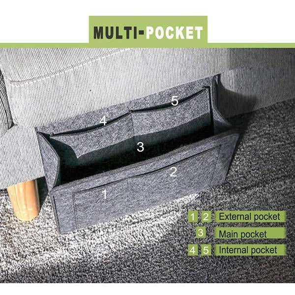 Förvaringsväska i filt för soffan