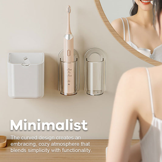 Stansfri, väggmonterad förvaring av tandborstar