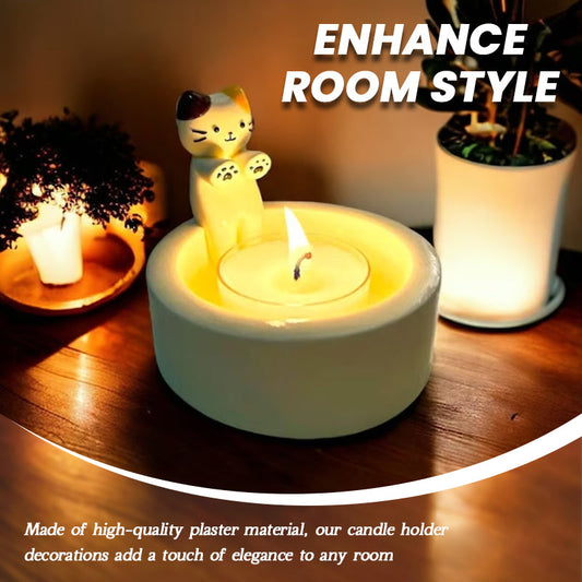 Valp Katt Kanin Tecknad Ljusstake Prydnadsföremål