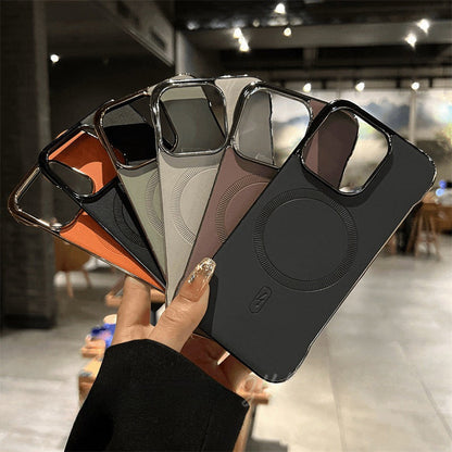 Ramlöst Läder Magnetiskt Elektropläterat Mobiltelefonfodral