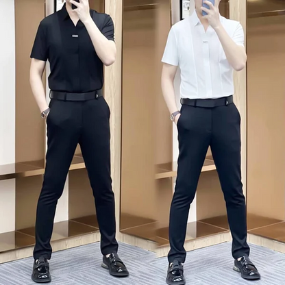 👔 affärsmässig avslappnad patchworkskjorta för män