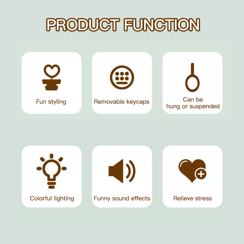 En rolig nyckelring med ljudknappar och lampor som lindrar stress.