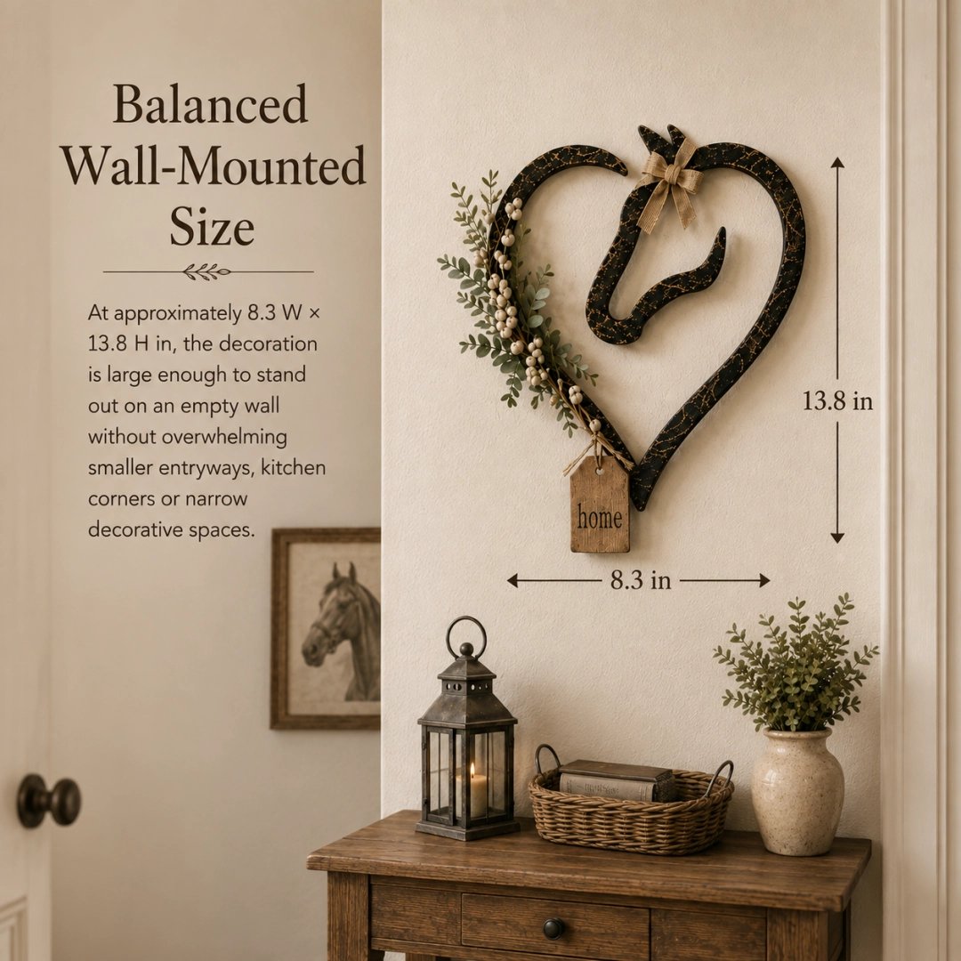 💖Rustic Horse Heart Wall Decor with Greenery – Farmhouse Equestrian Home Accent