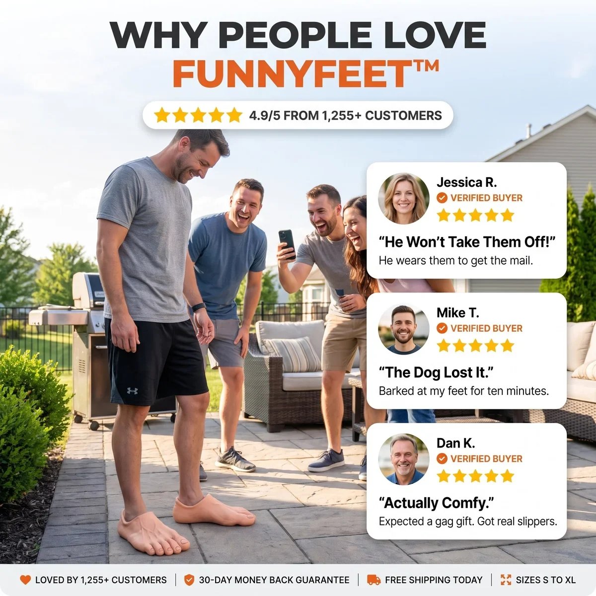 😂 Realistic Barefoot Slippers – Funny Giant Toe Slides, Hilarious Prank Gift 👣